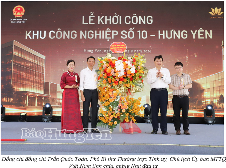 Khởi công dự án đầu tư xây dựng và kinh doanh kết cấu hạ tầng Khu công nghiệp số 10 – Hưng Yên.